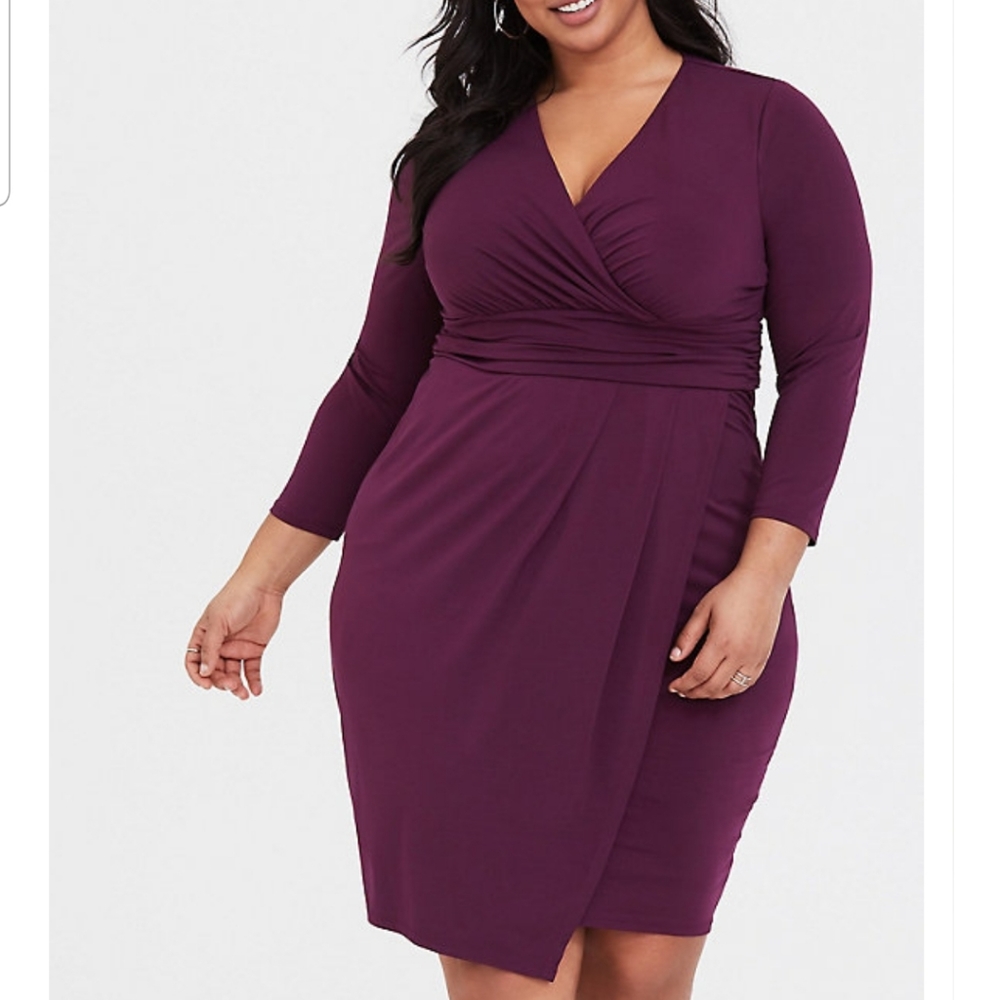 Studio knit surplice wrap dress